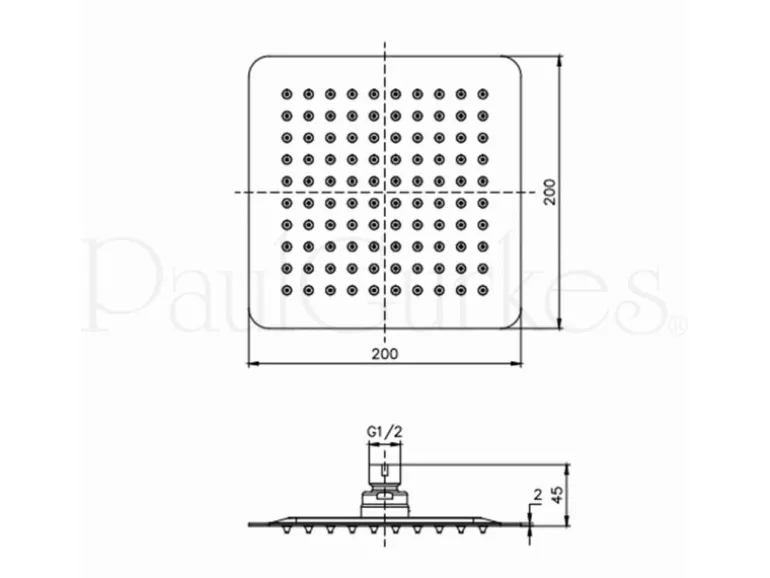 PaulGurkes Aufputz Regendusche Duschsystem eckig 20cm