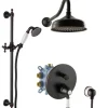 PaulGurkes Unterputz Retro Duschsystem schwarze Duscharmatur Nostalgie Set