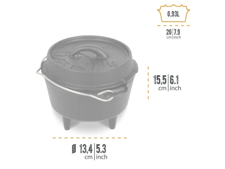 Petromax Dutch Oven FT1 Schwarz mit Standfüßen ca. 1,1 l