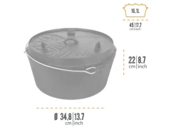 Petromax Dutch Oven FT18 Schwarz mit Standfüßen ca. 17,3 l