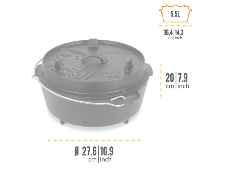 Petromax Dutch Oven FT6 Schwarz mit Standfüßen 5,5 l