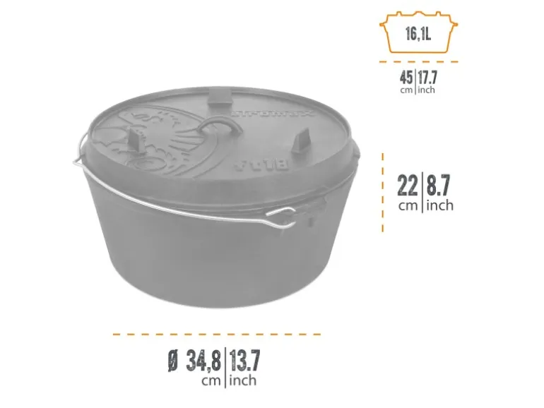 Petromax Dutch Oven FT18-T Schwarz mit planem Boden ca. 17,3 l