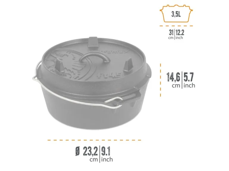 Petromax Dutch Oven FT4.5-T Schwarz mit planem Boden 3,5 l