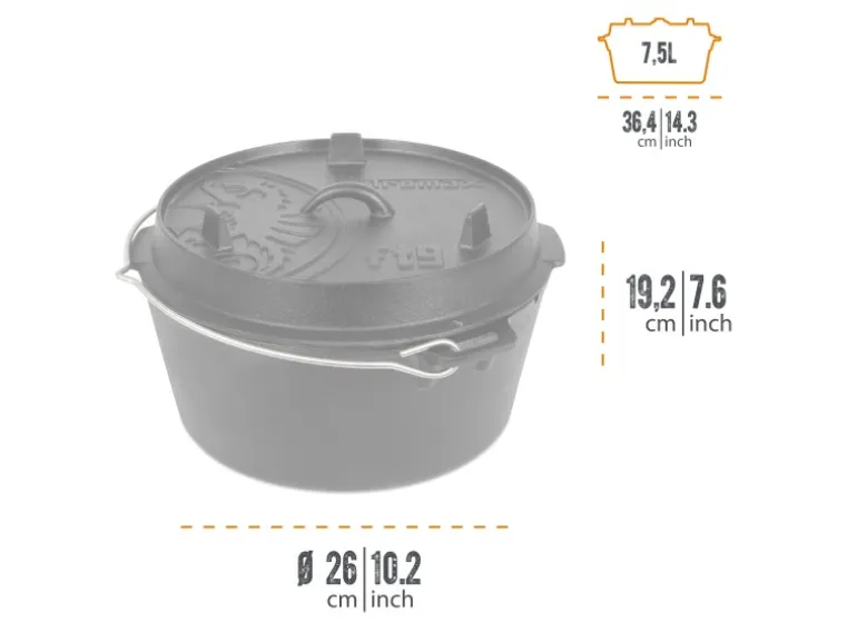 Petromax Dutch Oven FT9-T Schwarz mit planem Boden 7,5 l Ø 23,9 cm