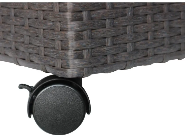 Pflanzkasten mit Rollen Polyrattan Anthrazit-Schwarz 82 cm x 28 cm x 72 cm