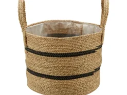 Pflanzkorb Ø 24 cm Natur-Schwarz Seegras