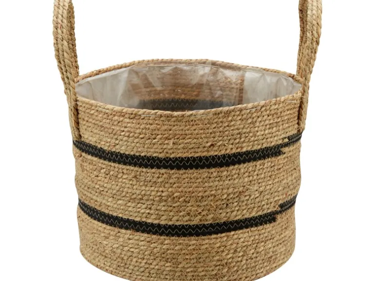 Pflanzkorb Ø 24 cm Natur-Schwarz Seegras
