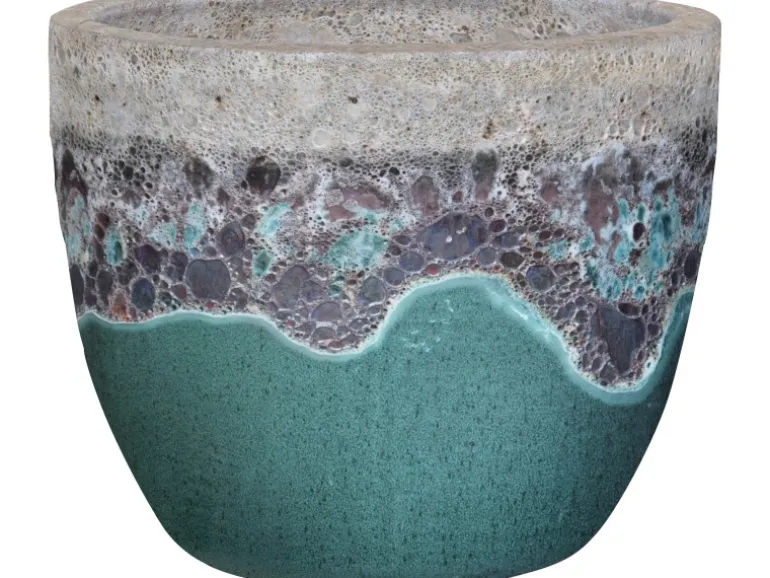 Pflanztopf 42 cm x 42 cm x 34 cm Weiß-Grün