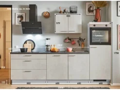 pino Küchenzeile 260 cm Beton Weißgrau Anschlag rechts 1 Geräteschrank