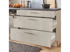 pino Küchenzeile 260 cm Beton Weißgrau Anschlag rechts 1 Geräteschrank