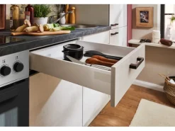 pino Küchenzeile 220 cm Beton Weißgrau Anschlag rechts 1 Geräteschrank