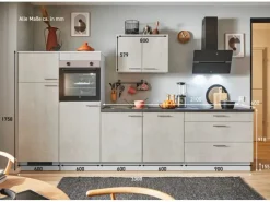 pino Küchenzeile 330 cm Beton Weißgrau Anschlag links 2 Geräteschränke