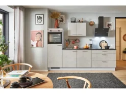 pino Küchenzeile 260 cm Beton Weißgrau Anschlag links 1 Geräteschrank