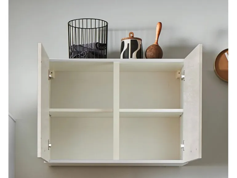 pino Küchenzeile 250 cm Beton Weißgrau Anschlag rechts 1 Geräteschrank