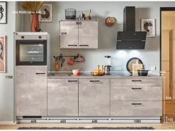 pino Küchenzeile 280 cm Beton Perlgrau Anschlag links 1 Geräteschrank