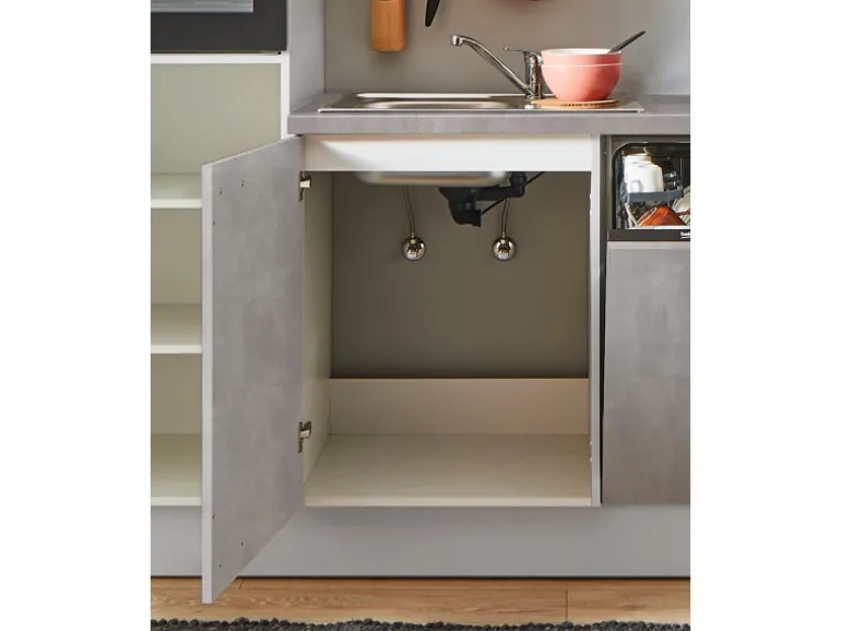 pino Küchenzeile 280 cm Beton Perlgrau Anschlag links 1 Geräteschrank