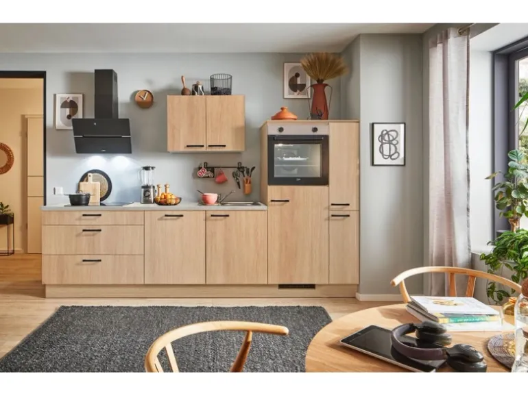 pino Küchenzeile 290 cm Eiche Aviva Anschlag rechts 1 Geräte-. 1 Seitenschrank
