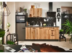 pino Küchenzeile 260 cm Evoke Eiche Anschlag links 1 Geräteschrank Grafit