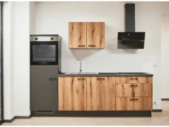 pino Küchenzeile 260 cm Evoke Eiche Anschlag links 1 Geräteschrank Grafit