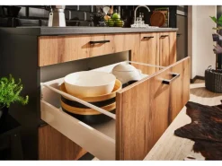 pino Küchenzeile 260 cm Evoke Eiche Anschlag links 1 Geräteschrank Grafit