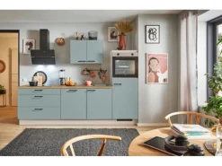 pino Küchenzeile 270 cm Fjordgrün Anschlag rechts 1 Geräteschrank