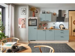 pino Küchenzeile 250 cm Fjordgrün Anschlag links 1 Geräteschrank