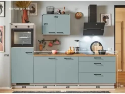 pino Küchenzeile 260 cm Fjordgrün Anschlag links 1 Geräteschrank