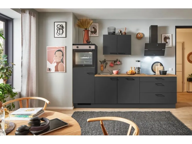 pino Küchenzeile 270 cm Grafit Anschlag links 1 Geräteschrank