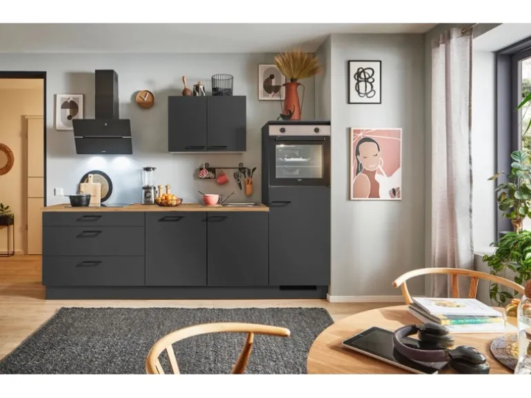 pino Küchenzeile 270 cm Grafit Anschlag rechts 1 Geräteschrank