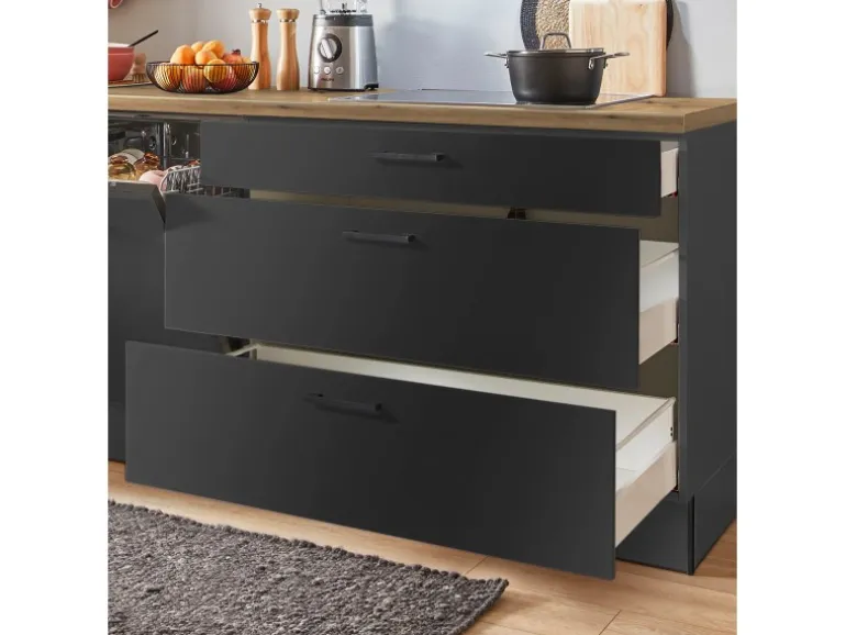 pino Küchenzeile 270 cm Grafit Anschlag rechts 1 Geräteschrank