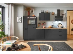 pino Küchenzeile 300 cm Grafit Anschlag links 1 Geräte-. 1 Seitenschrank