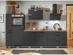 pino Küchenzeile 300 cm Grafit Anschlag links 1 Geräte-. 1 Seitenschrank