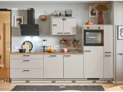 pino Küchenzeile 280 cm Kaschmirgrau Anschlag rechts 1 Geräte-. 1 Seitenschrank