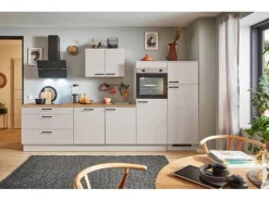 pino Küchenzeile 320 cm Kaschmirgrau Anschlag rechts 2 Geräteschränke