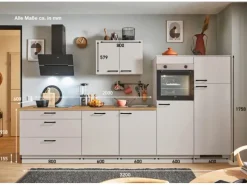 pino Küchenzeile 320 cm Kaschmirgrau Anschlag rechts 2 Geräteschränke