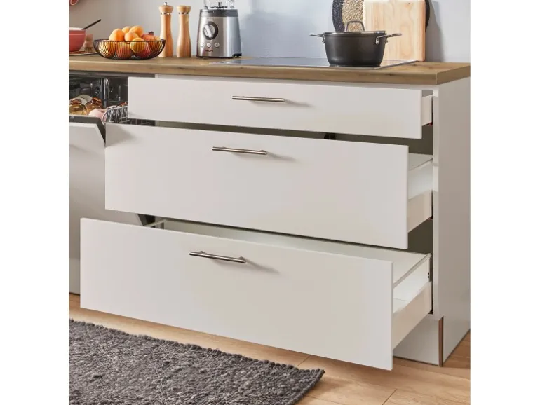 pino Küchenzeile 250 cm Kaschmirgrau Anschlag links 1 Geräteschrank