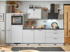 pino Küchenzeile 280 cm Lichtgrau Anschlag links 1 Geräte-, 1 Apothekerschrank