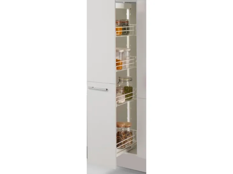 pino Küchenzeile 270 cm Lichtgrau Hochglanz Anschlag rechts 1 Geräteschrank