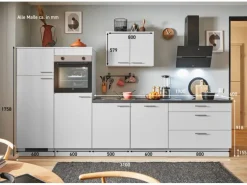 pino Küchenzeile 310 cm Lichtgrau Anschlag links 2 Geräteschränke