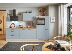 pino Küchenzeile 280 cm Pastellblau Anschlag rechts 1 Geräte-. 1 Seitenschrank