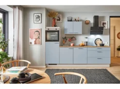 pino Küchenzeile 250 cm Pastellblau Anschlag links 1 Geräteschrank