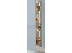 pino Küchenzeile 370 cm Pastellblau Anschlag links 1 Geräte-, 1 Apothekerschrank