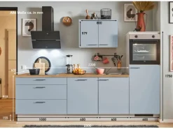 pino Küchenzeile 280 cm Pastellblau Anschlag rechts 1 Geräteschrank