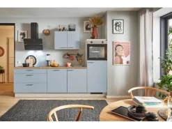 pino Küchenzeile 250 cm Pastellblau Anschlag rechts 1 Geräteschrank