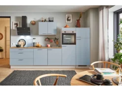 pino Küchenzeile 330 cm Pastellblau Anschlag rechts 2 Geräteschränke