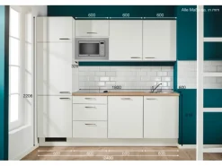 pino Küchenzeile 240 cm Weiß Anschlag links 1 Geräteschrank
