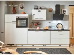 pino Küchenzeile 320 cm Weiß Anschlag links 2 Geräteschränke