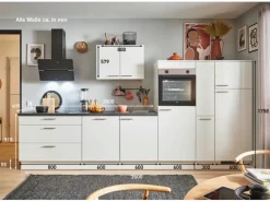 pino Küchenzeile 350 cm Weiß Anschlag rechts 1 Geräte-, 1 Apothekerschrank