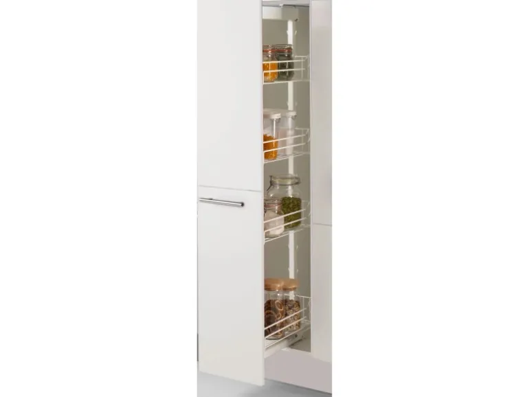pino Küchenzeile 350 cm Weiß Anschlag rechts 1 Geräte-, 1 Apothekerschrank