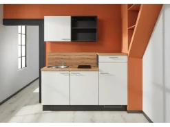 pino Küchenzeile 180 cm Weiß Anschlag rechts 1 Geräteschrank
